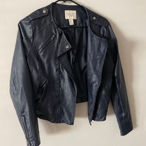 Navy faux leather jacket